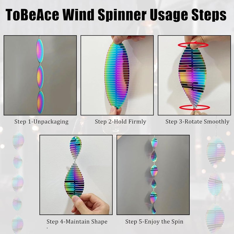 ToBeAce Wind Spinners Outdoor Garden Decor Gifts for Women Men, Rainbow 3D Reflective Metal Wind Spinner, Stainless Steel Hanging Ornament for Yard Outside Patio Porch - Image 4